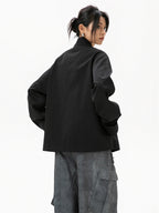 Relaxed Fit Mandarin Collar Jacket