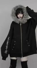 Fur Patchwork Hooded Coat