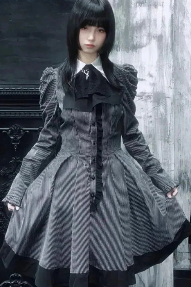 Dark Sweet Lolita Striped Mini Dress Main image