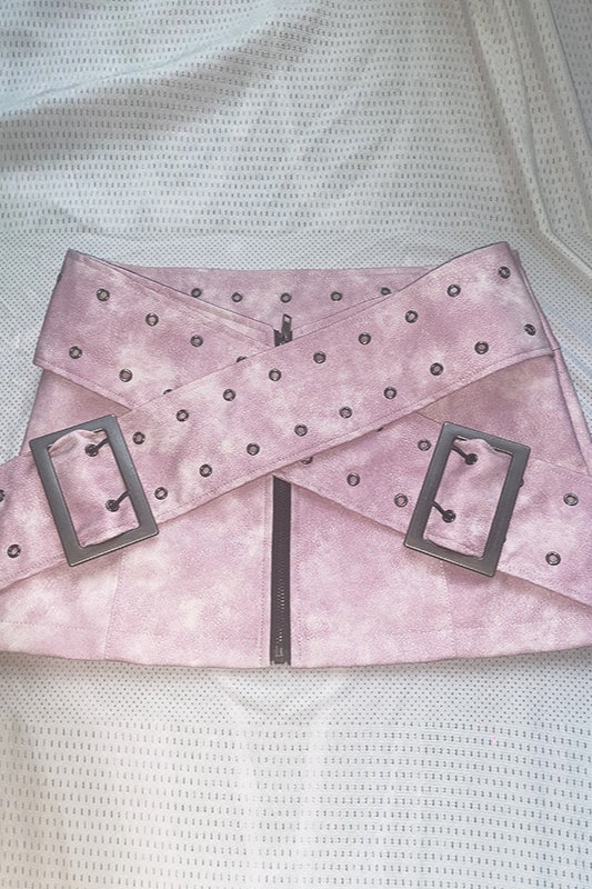 Low-Rise Belted Faux Leather Mini Skirt Secondary image