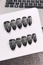 Gothic Black Gem Drip Design Press On Nails