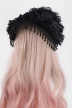 Handmade Gothic Lace Pearl Tassel Rose Hat