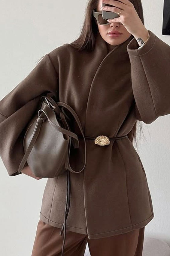 Shell Clasp Tie Waist Coats