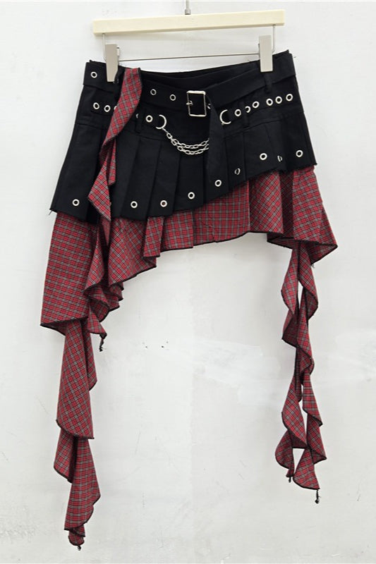 Plaid Layered Asymmetrical Mini Skirt Secondary image