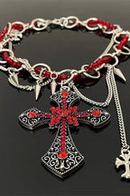 Red Cross Spike Chain Necklaces