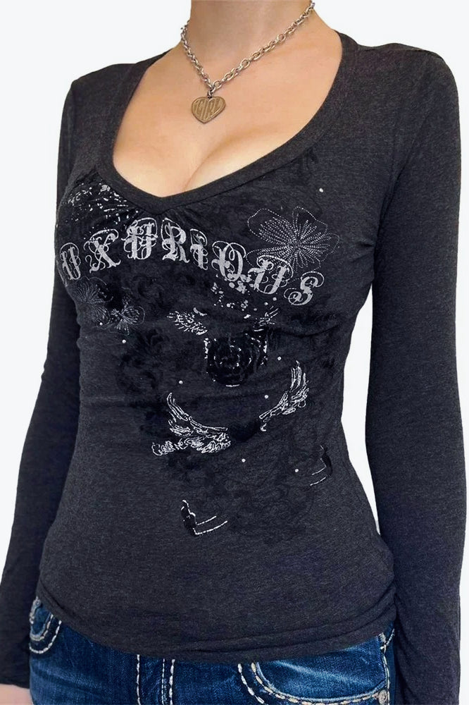 Gothic Graphic Long Sleeve T-Shirt Secondary image