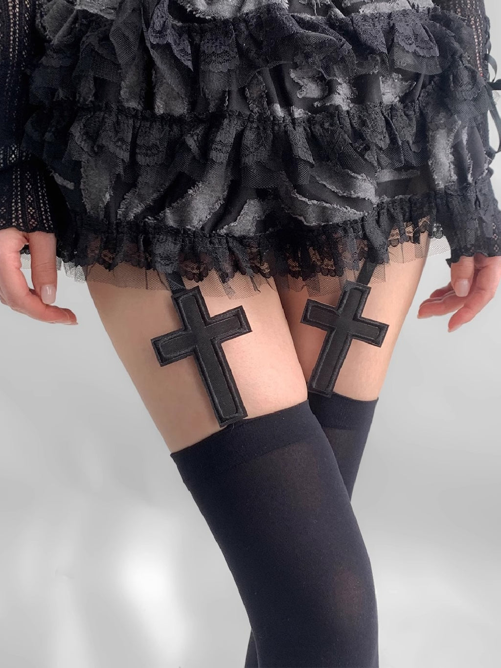 Gothic Cross Dark Long Socks