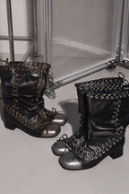 Lace-Up Slouch Cowboy Boots