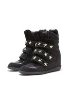 Star-Studded Velcro Wedge High-Top Sneakers