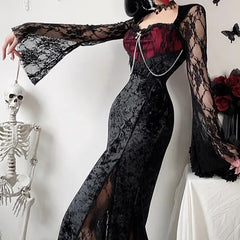 Lace Velvet Punk Midi Dress