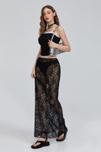 Halloween Sexy Sheer Lace Bodycon Maxi Skirt