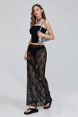 Halloween Sexy Sheer Lace Bodycon Maxi Skirt
