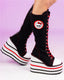 Black Red Canvas Gothic Knee High Platform Boot