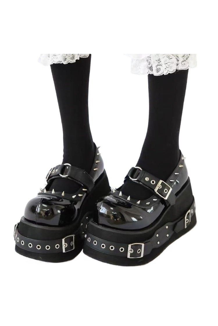 Studded Buckle Strap Platform Shoes