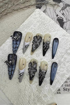Dark Skull Floral Press On Nails