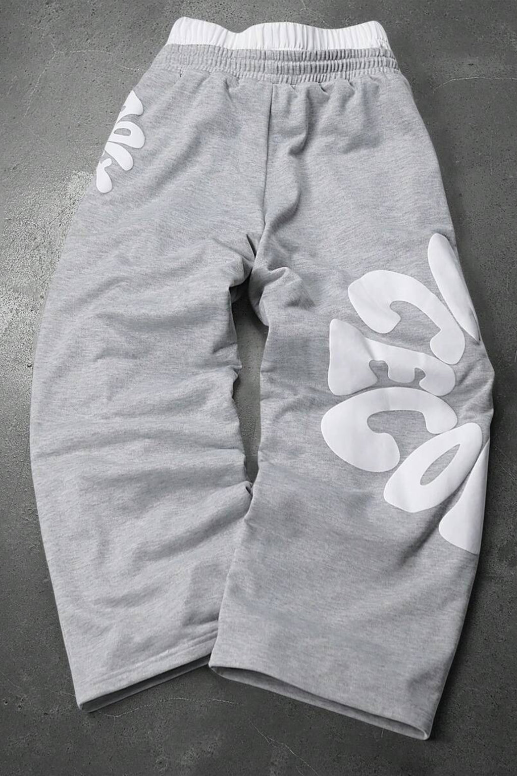 Letter Graphic Drawstring Wide Leg Sweatpants