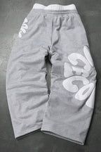 Letter Graphic Drawstring Wide Leg Sweatpants