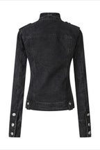 Military Button Fitted Denim Jacket