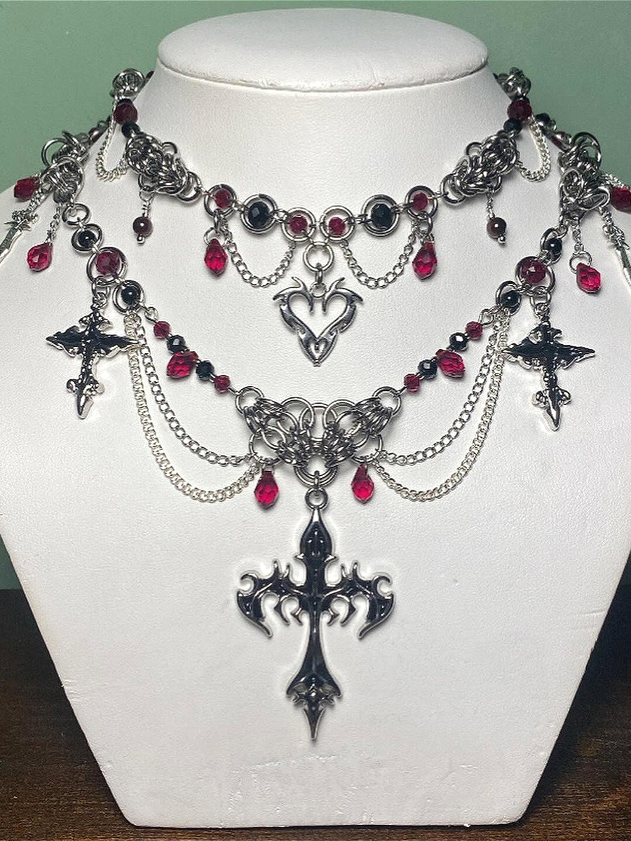 Gothic Cross Bat Tombstone Dark Necklace Secondary image