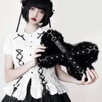 Y2K Darkness Style Fashion Gothic Rivet Bone Subculture Bag Black Halloween