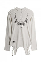 Dark American Studded Hooded V-neck Loose T-shirt