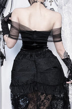 Dark Gothic Off-Shoulder Mesh Corset