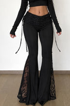 Lace Panel Tie Detail Pants