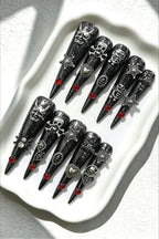 Dark Heavy Punk Long Stiletto Press On Nails