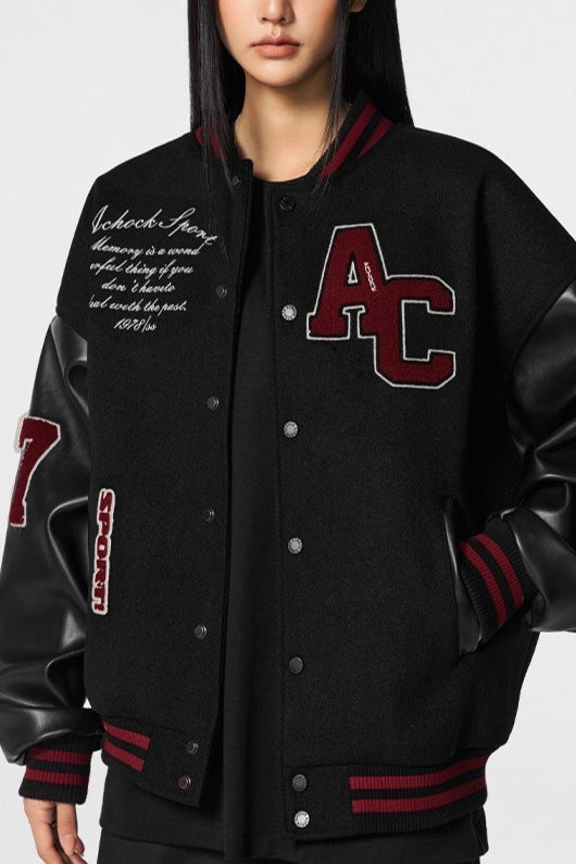 Letter Patch Snap Front Varsity Jackets