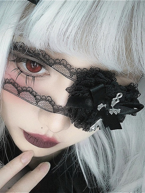 Gothic Sewn Lace Cross Barrette Hair Accs