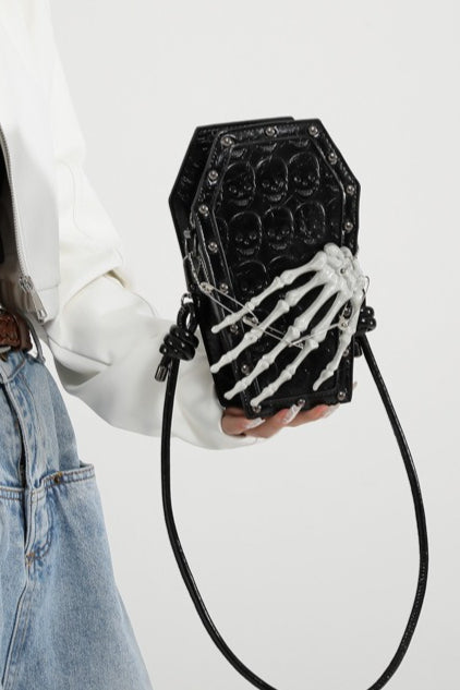 Skeleton Hand Coffin Crossbody Bags