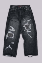 Distressed Graphic Denim Pants