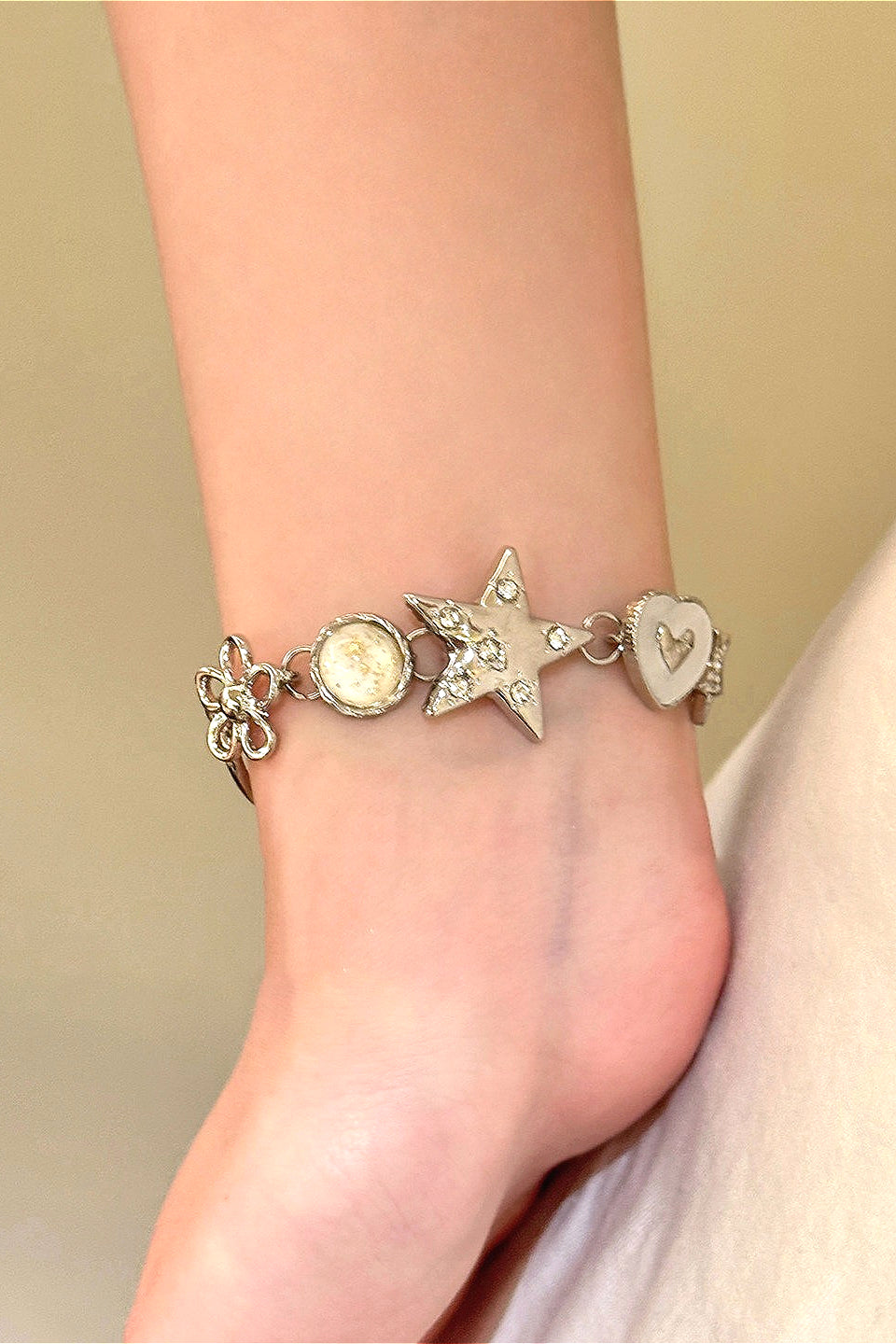 Sweet Y2K Star Floral Patchwork Chain Bracelet