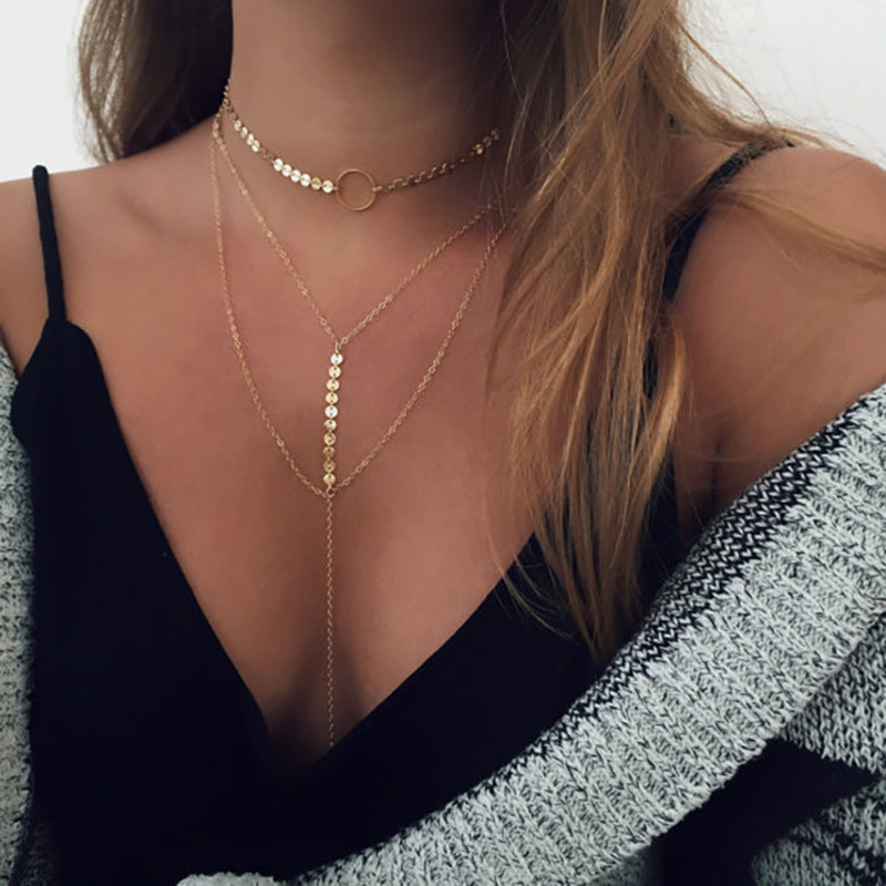 Hot Selling Fashion Handmade Multi-Layer Circle Necklace Gold Halloween Main image