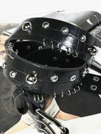 Punk Style Double Eyelet Rivet Leather Belt
