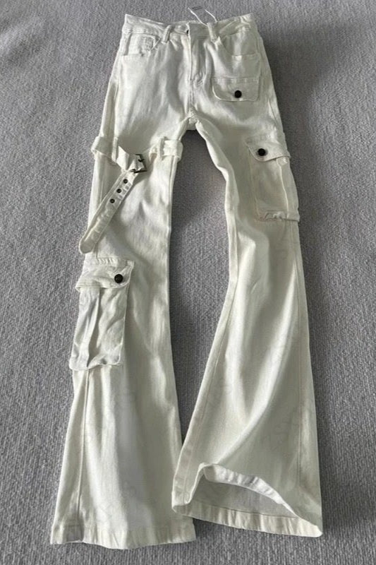 Low-Rise Cargo Flare Pants