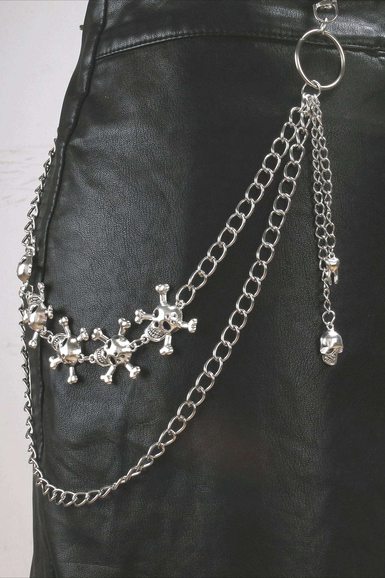 Punk Metal Skull Pendant Double Layer Waist Chain