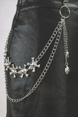 Punk Metal Skull Pendant Double Layer Waist Chain