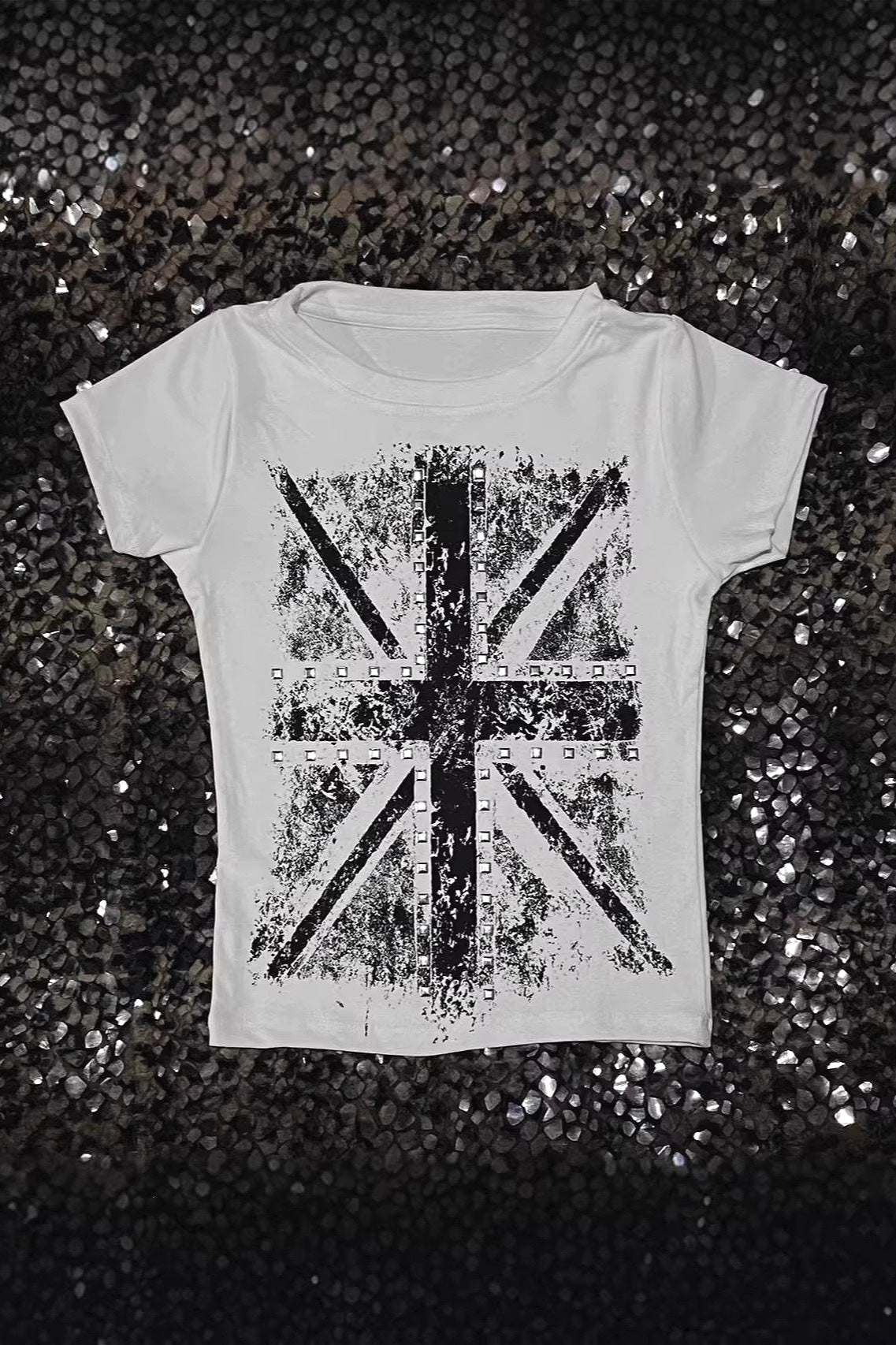 Vintage Street Cross Rhinestone T-shirt