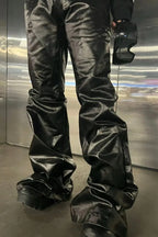 High Street Dark Coated Wide Leg Pants