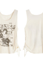 Distressed Graphic Sleeveless Tank Top