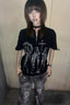 Black Silk Half-Zip Vintage Alt-Girl T-shirt