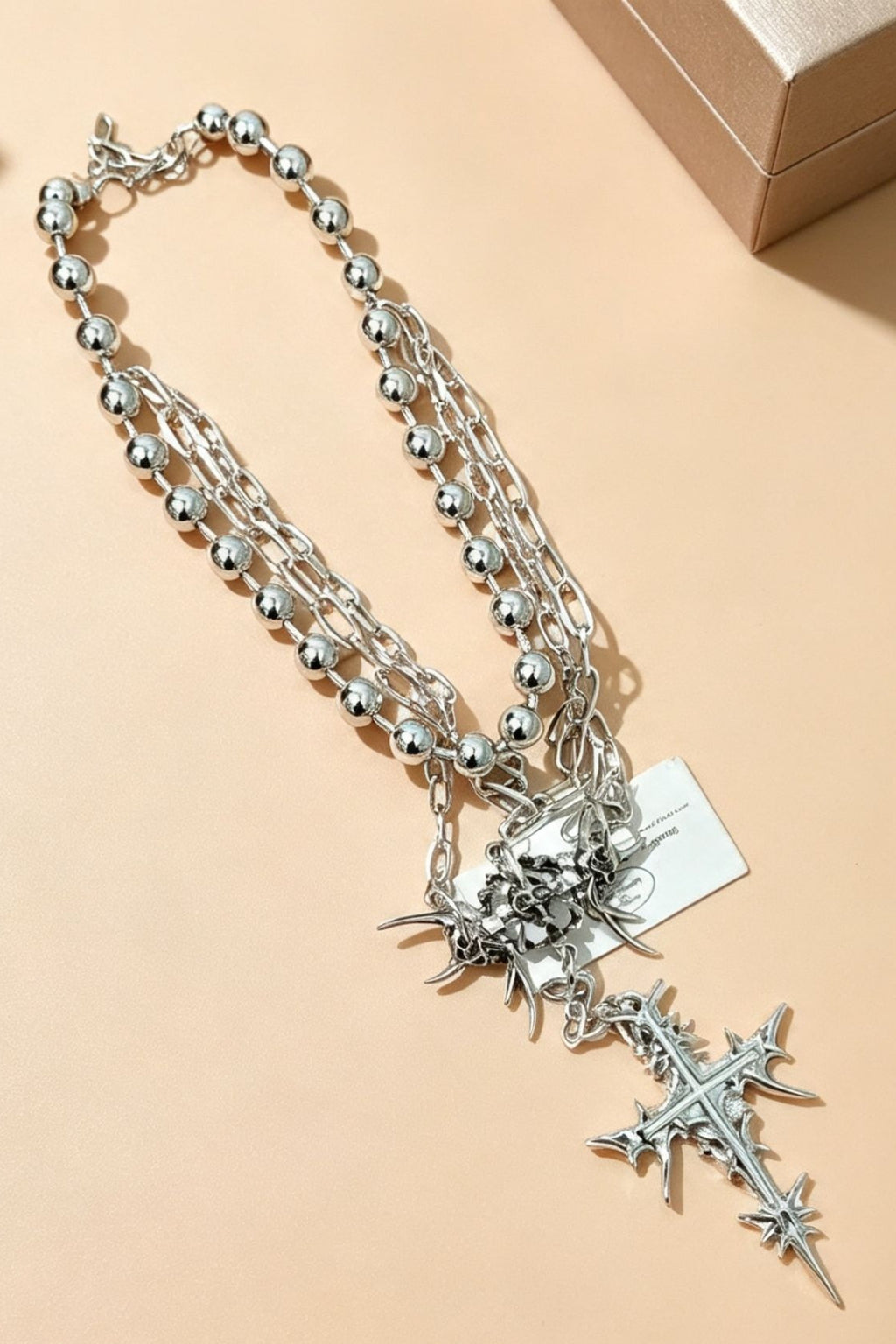 Layered Cross Pendant Chain Necklaces