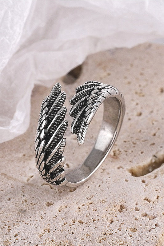 Retro Distressed Feather Wing Ring Secondary image
