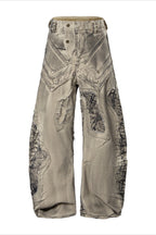 Applique Panel Barrel Jeans