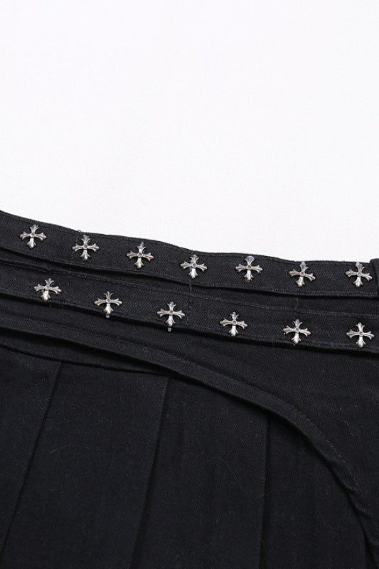 Studded Pleated Mini Skirt