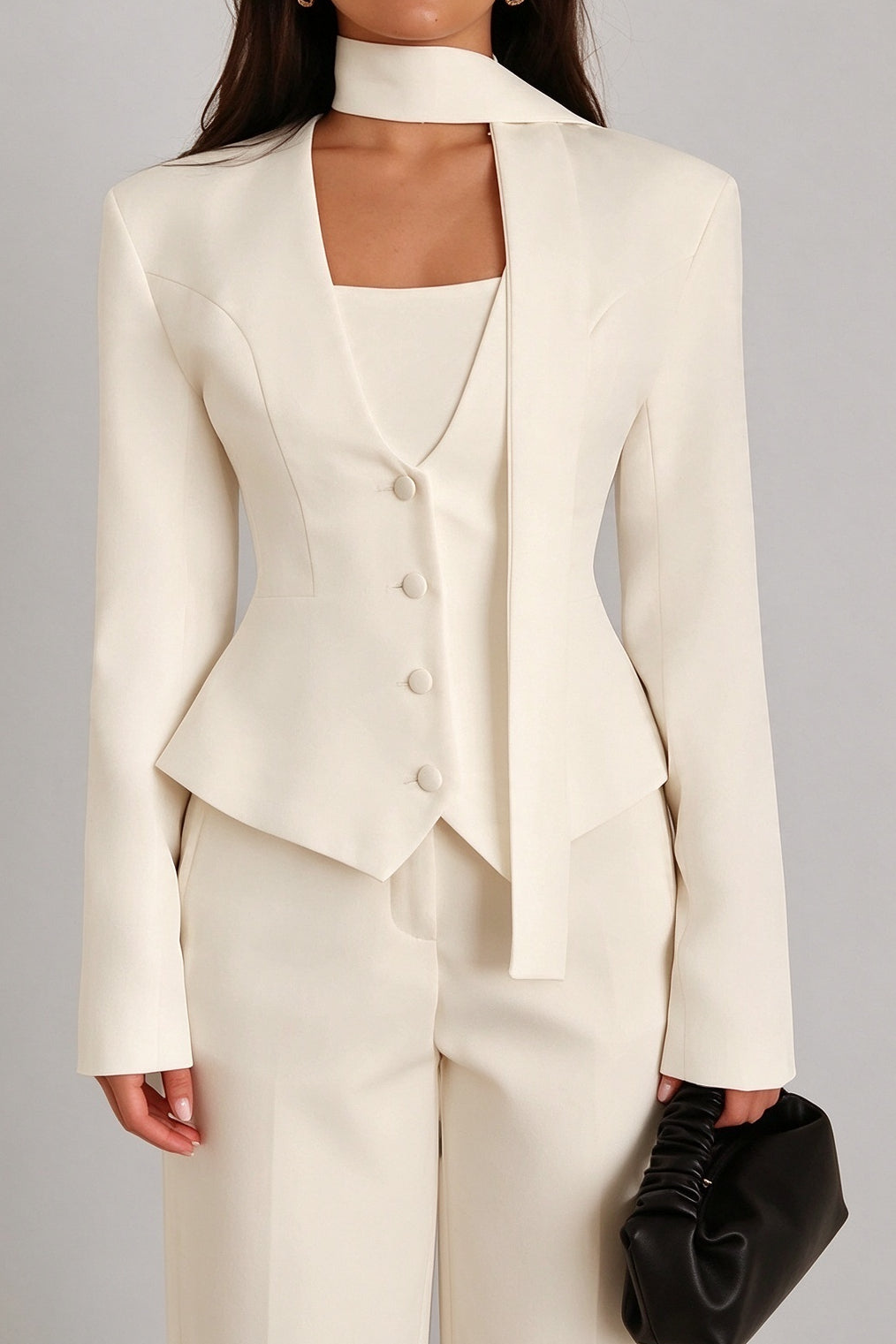 Collarless Shaped Button Front Coats