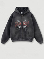 Gothic Oversized Zip-Up Hoodie