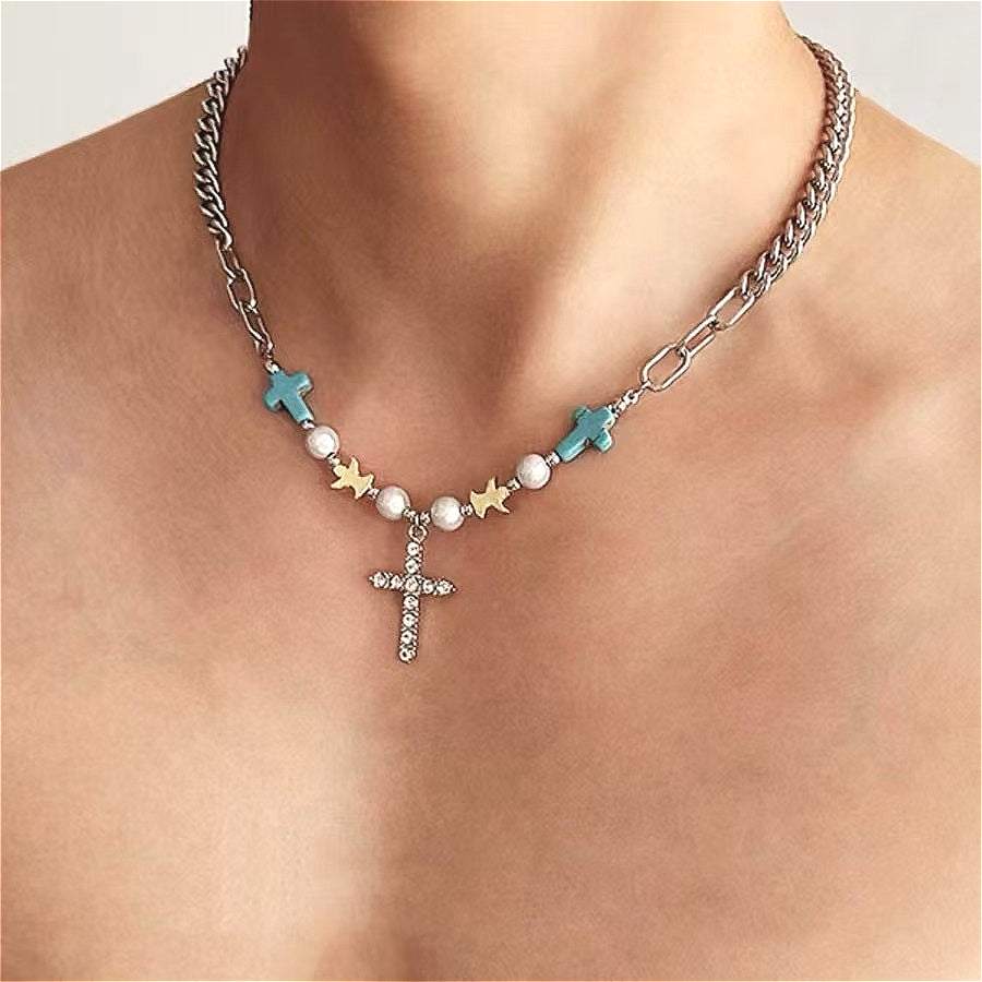 Black Stacked Cross Pendant Necklace Secondary image