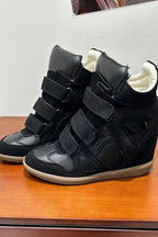 Color-Block Velcro Wedge High-Top Sneakers